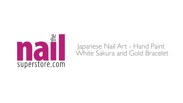 Japanese Nail Art - Hand Painted White Sakura and Gold Bracelet