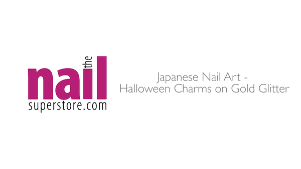Japanese Nail Art - Halloween Charms on Gold Glitter
