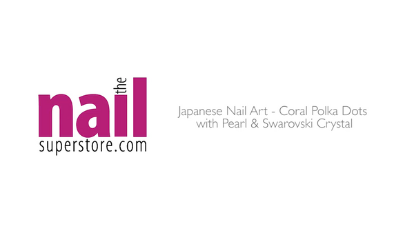 Japanese Nail Art - Coral Polka Dots With Pearl and Swarovski Crystals