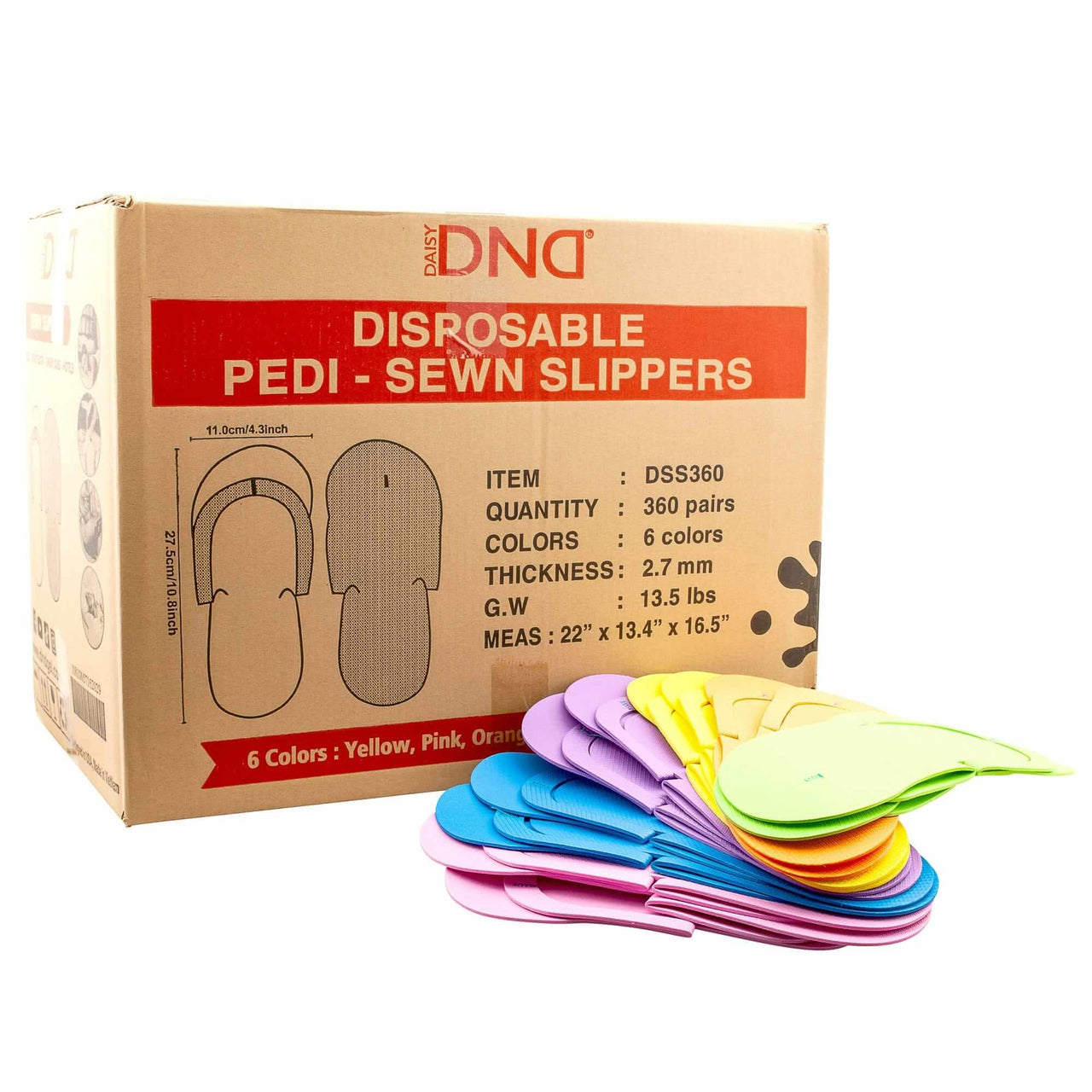Alt Tag: Sewed Pedicure Slippers *360 PAIRS* | Mixed Colors - Premium Quality - Reusable - Case 360-pair mixed color pedicure sewn slippers case