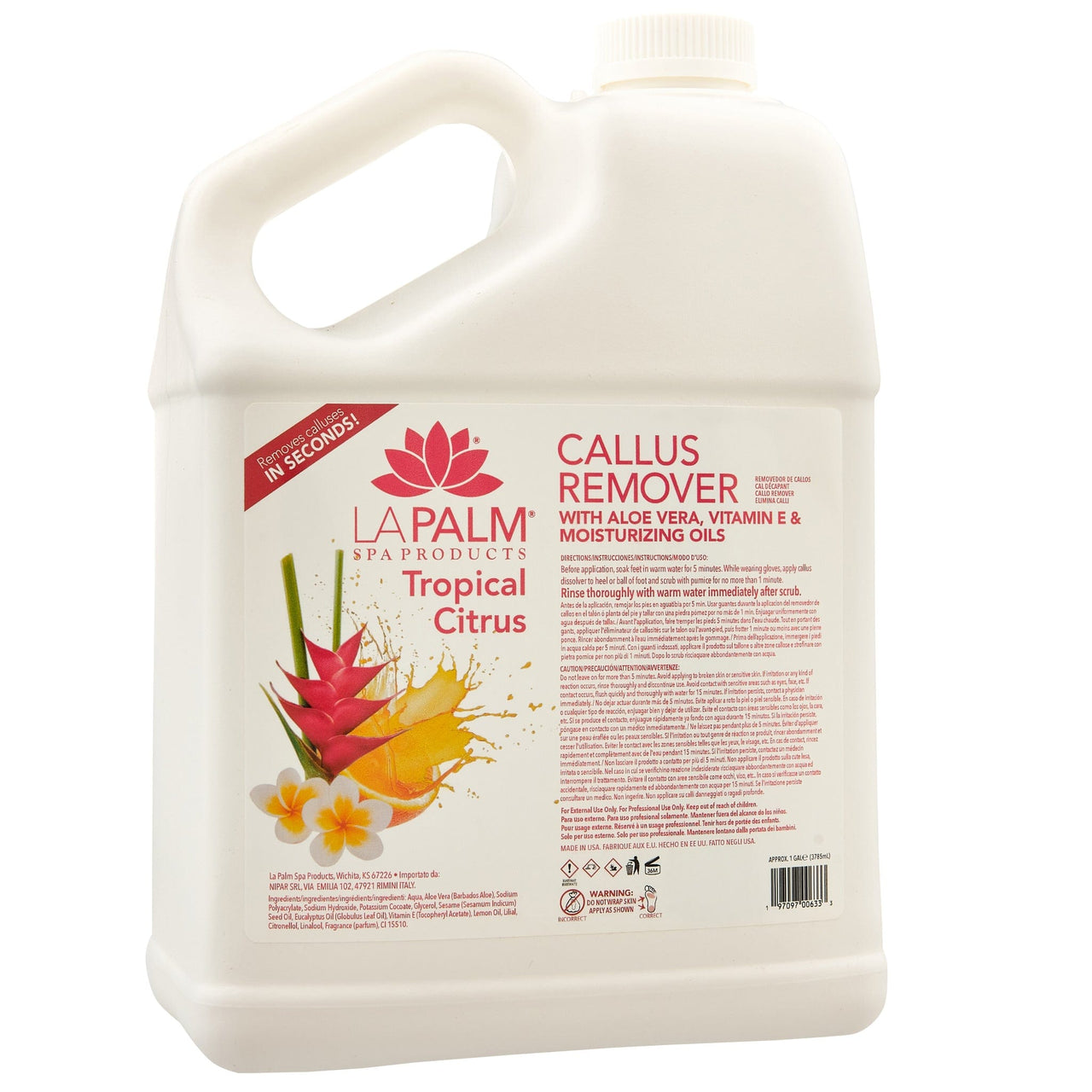 Alt Tag: La Palm - Callus Remover | Tropical Citrus - Gallon professional salon foot care callus remover refill jug