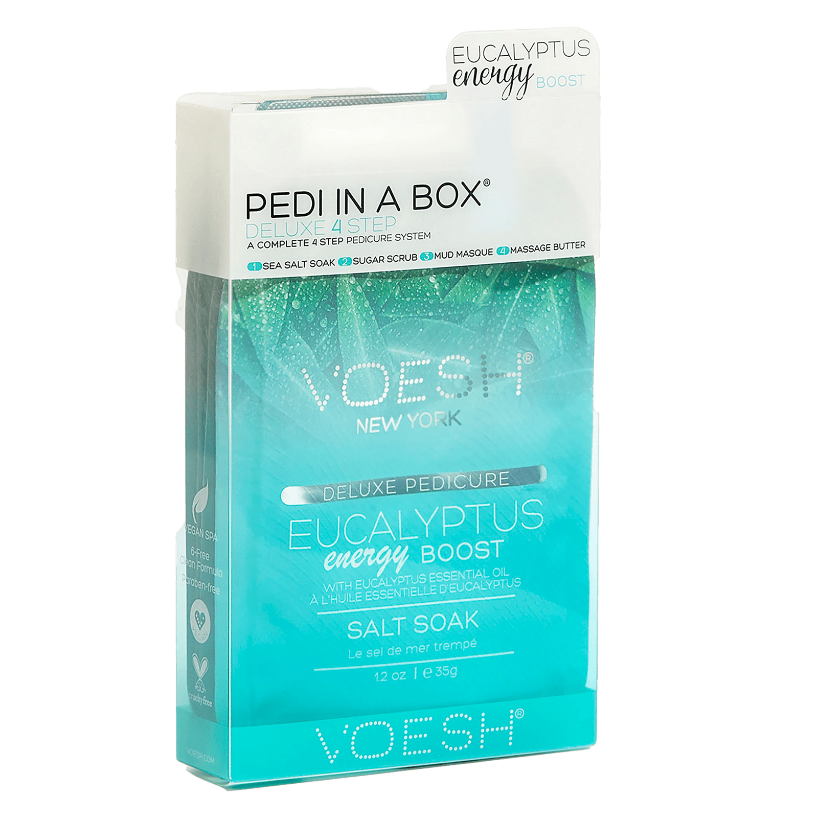 Voesh - Pedi in a Box Deluxe 4 Step | Eucalyptus Energy Boost - Pack