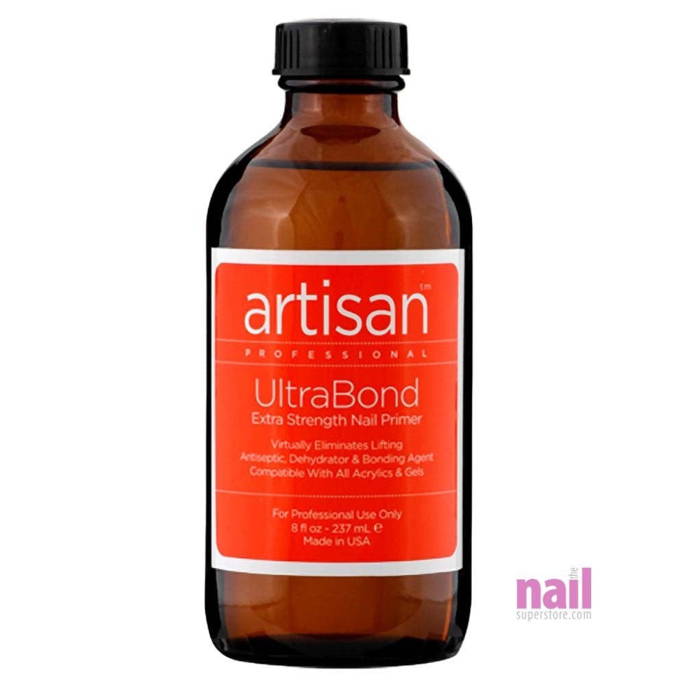 Alt Tag: Artisan Acrylic Nail Primer | Ultra Bond - Extra Strength - Eliminate Lifting - 8 oz bottle for acrylic nail enhancements, dehydrator & bonder
