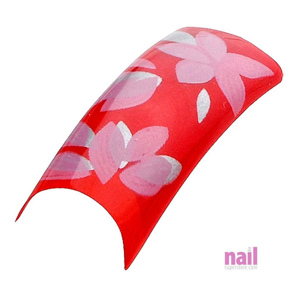 Artisan Pre Designed Nail Tips | Flower Design #01 - Pack of 100 pcs