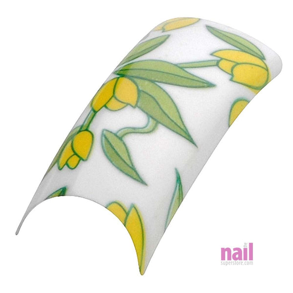 Artisan Pre Designed Nail Tips | Flower Design #07 - Pack of 100 pcs