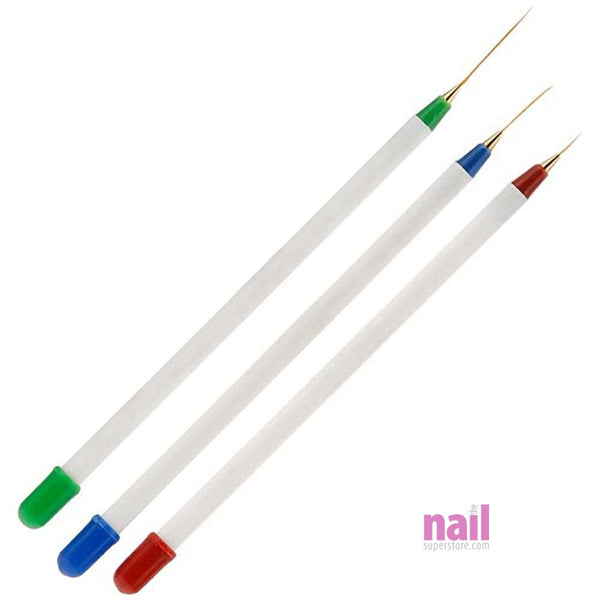 Professional Nail Art Brush 3 pcs Set | Detail, Mini Striper & Long Striper Brush - Set