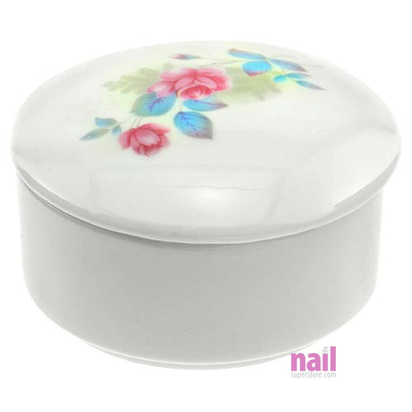 Nail Powder Container | Beautiful Floral Design Porcelain - Each
