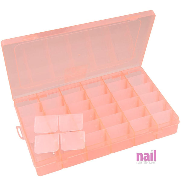 36 Grids Adjustable Plastic Nail Art Supply Storage Box | Orange - Each
