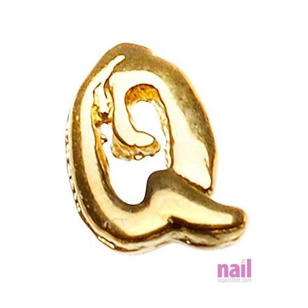 Gold Nail Charms | Q Letter - Pack of 20 pieces