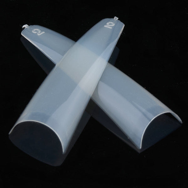 US Straight Coffin Nail Tips | Natural Color - Size #0 - #10 - 550 pcs 110337 - The Nail Superstore