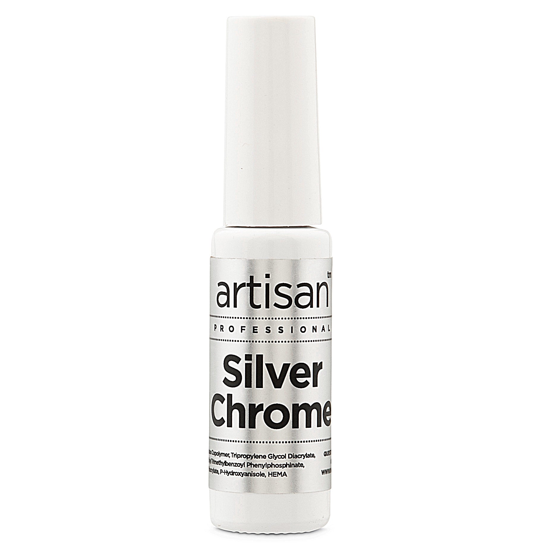 Artisan Professional Silver Chrome nail polish bottle on a white background