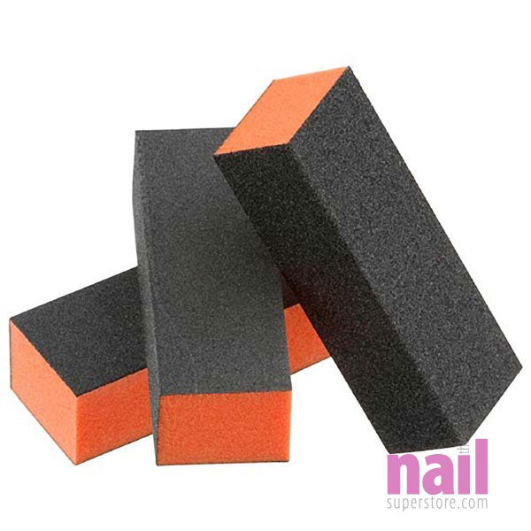 Nail Buffing Block Medium Fine 3-Way | Orange/Black - Each