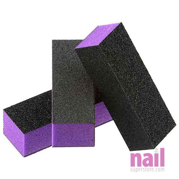 Nail Buffing Block 3-Way Medium/Coarse | Purple/Black - Each