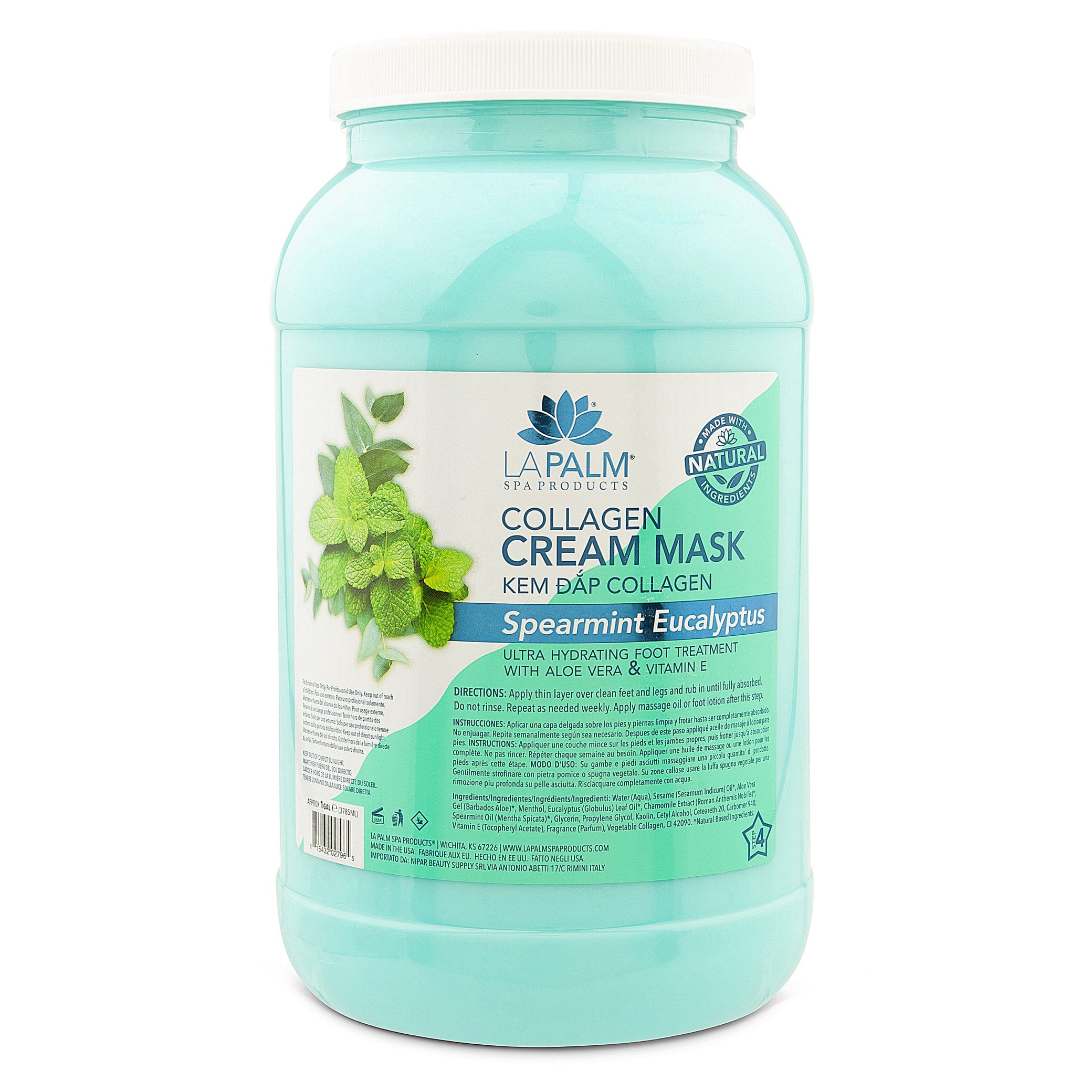 La Palm - Collagen Cream Foot Mask | Spearmint Eucalyptus - Gallon 320105 - The Nail Superstore