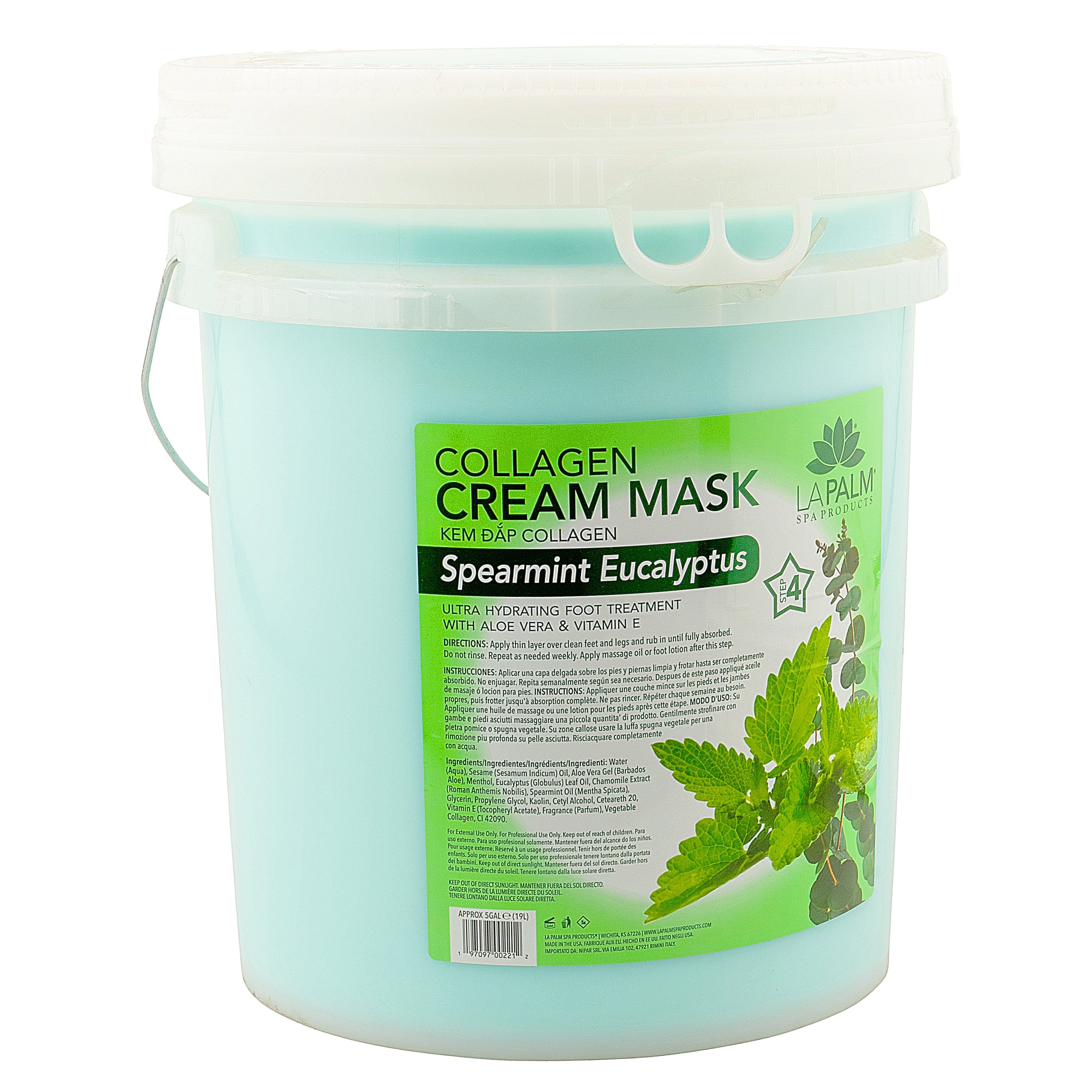 La Palm - Collagen Cream Foot Mask | Spearmint Eucalyptus - Bulk Size - 5 Gallons 320106 - The Nail Superstore