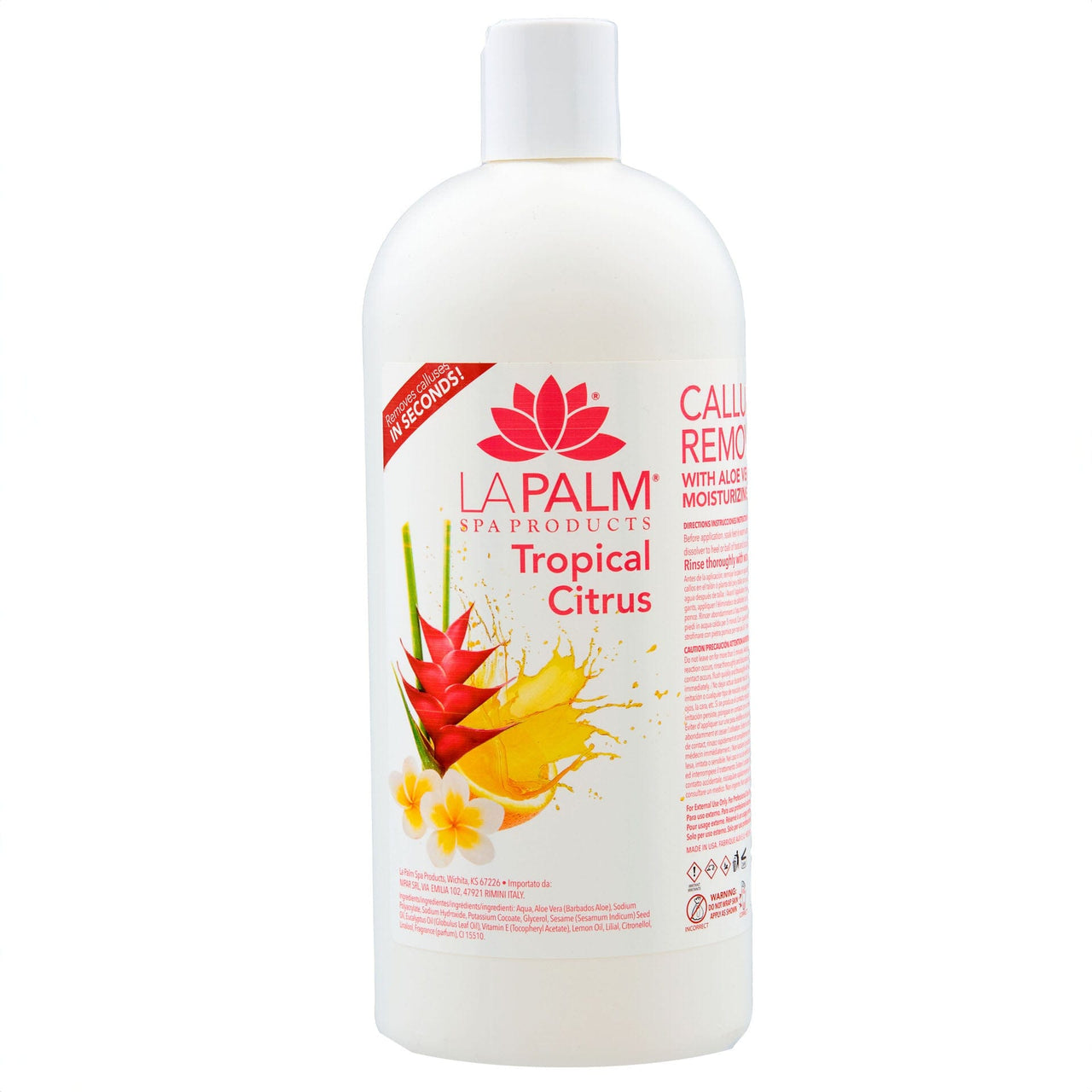 La Palm - Callus Remover | Tropical Citrus - 32 oz, professional pedicure callus remover liquid bottle for salon foot care