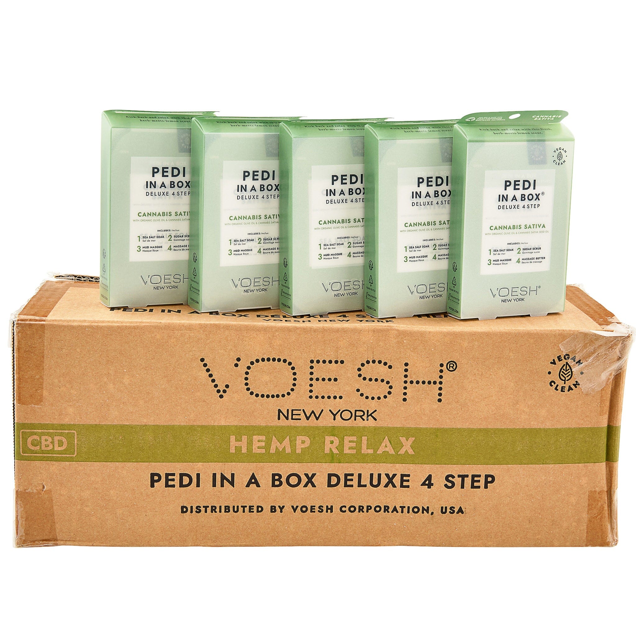 Voesh - Pedi in a Box Deluxe 4 Step | CBD Calm Hemp Relax - Pack 340412 - The Nail Superstore