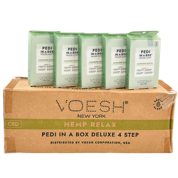 Voesh - Pedi in a Box Deluxe 4 Step | CBD Calm Hemp Relax - Pack 340412 - The Nail Superstore