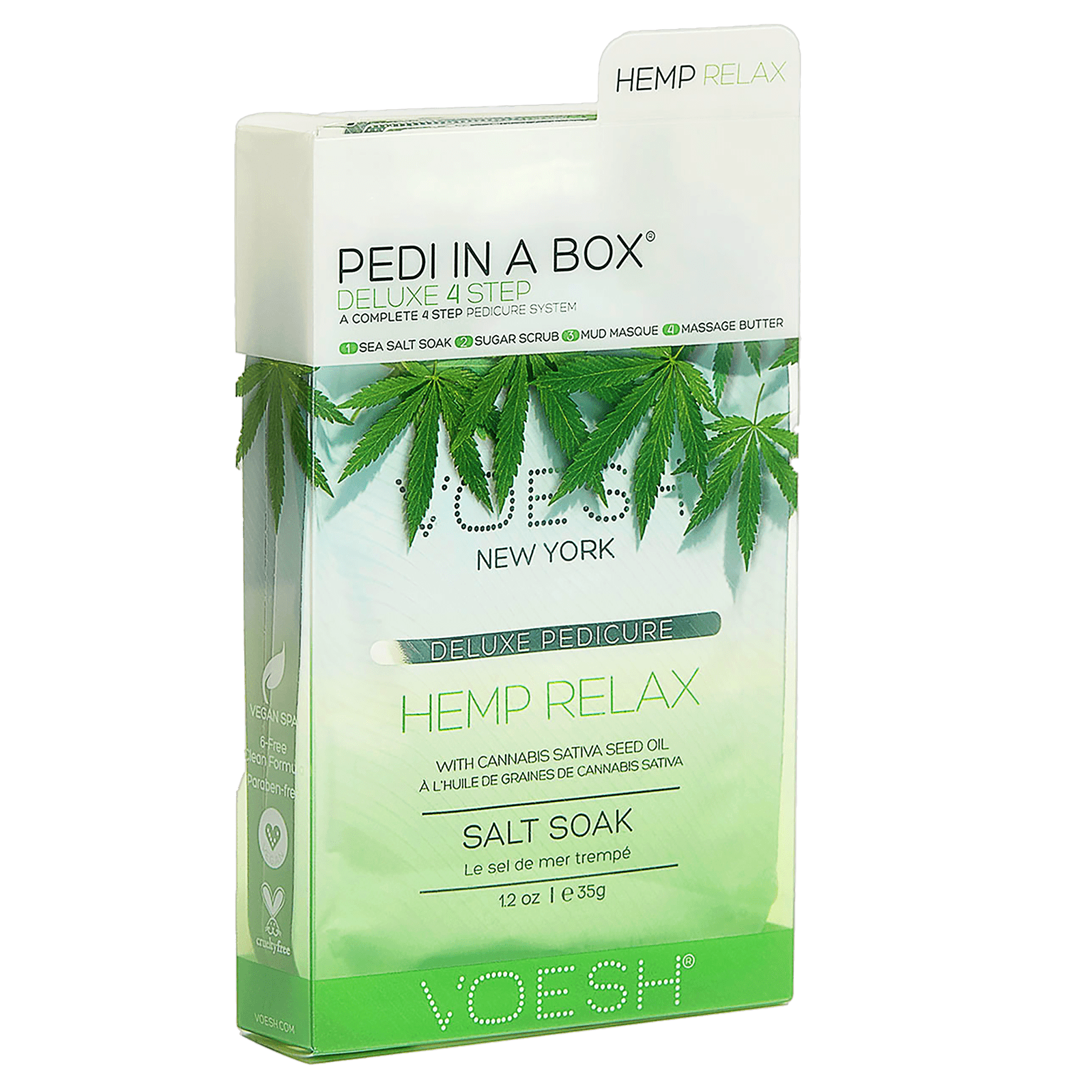 Voesh - Pedi in a Box Deluxe 4 Step | CBD Calm Hemp Relax - Pack 340412 - The Nail Superstore