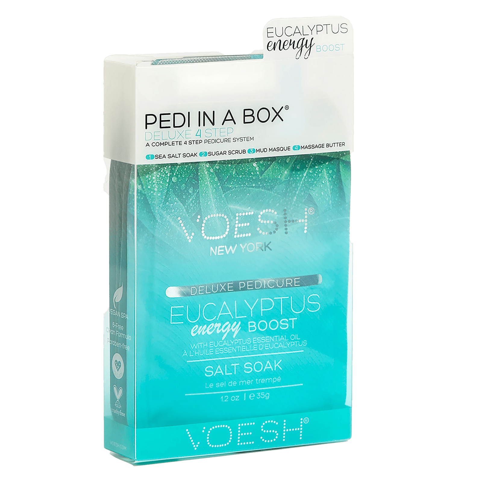Voesh - Pedi in a Box Deluxe 4 Step | Eucalyptus Energy Boost - Pack 340418 - The Nail Superstore