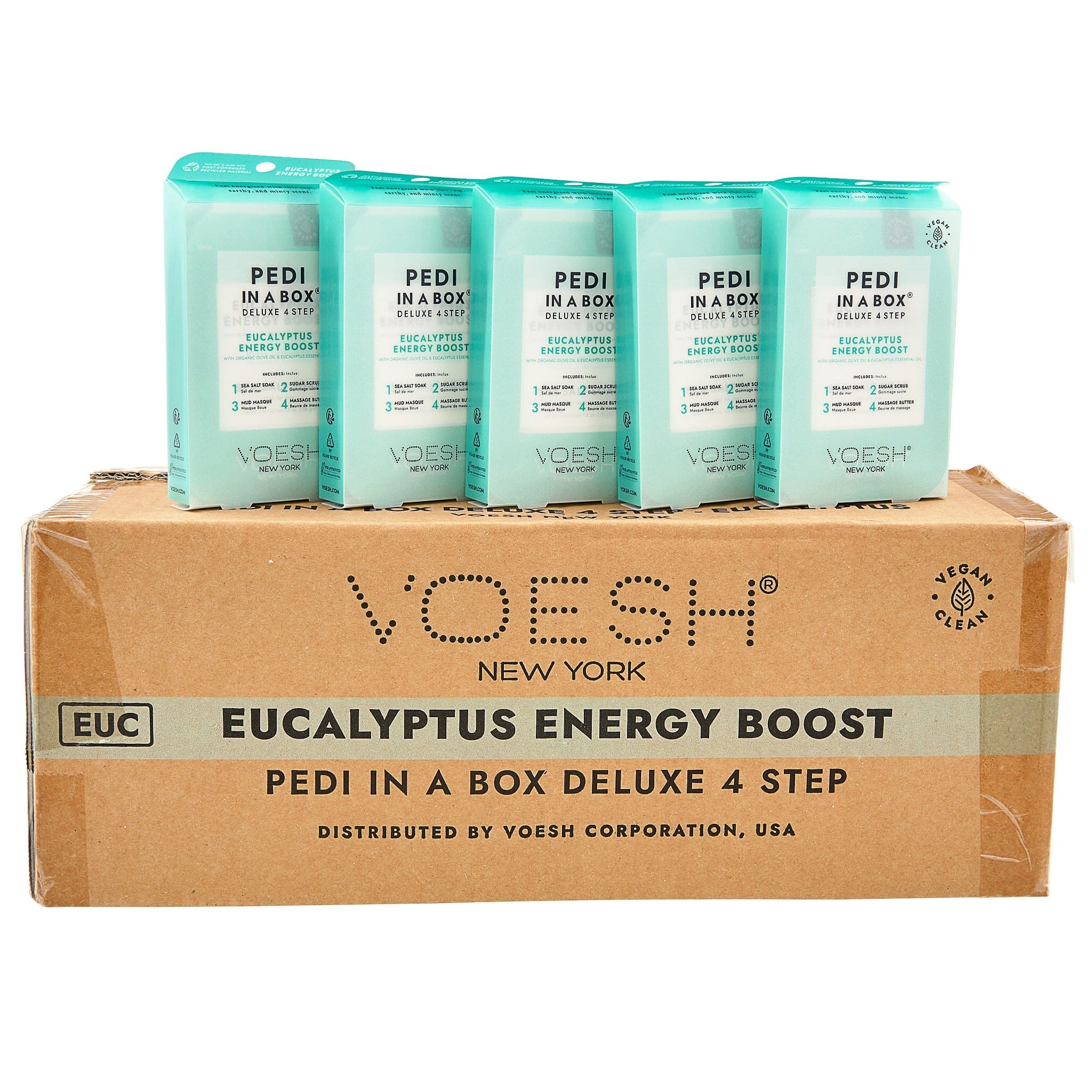 Voesh - Pedi in a Box Deluxe 4 Step | Eucalyptus Energy Boost - Pack 340418 - The Nail Superstore