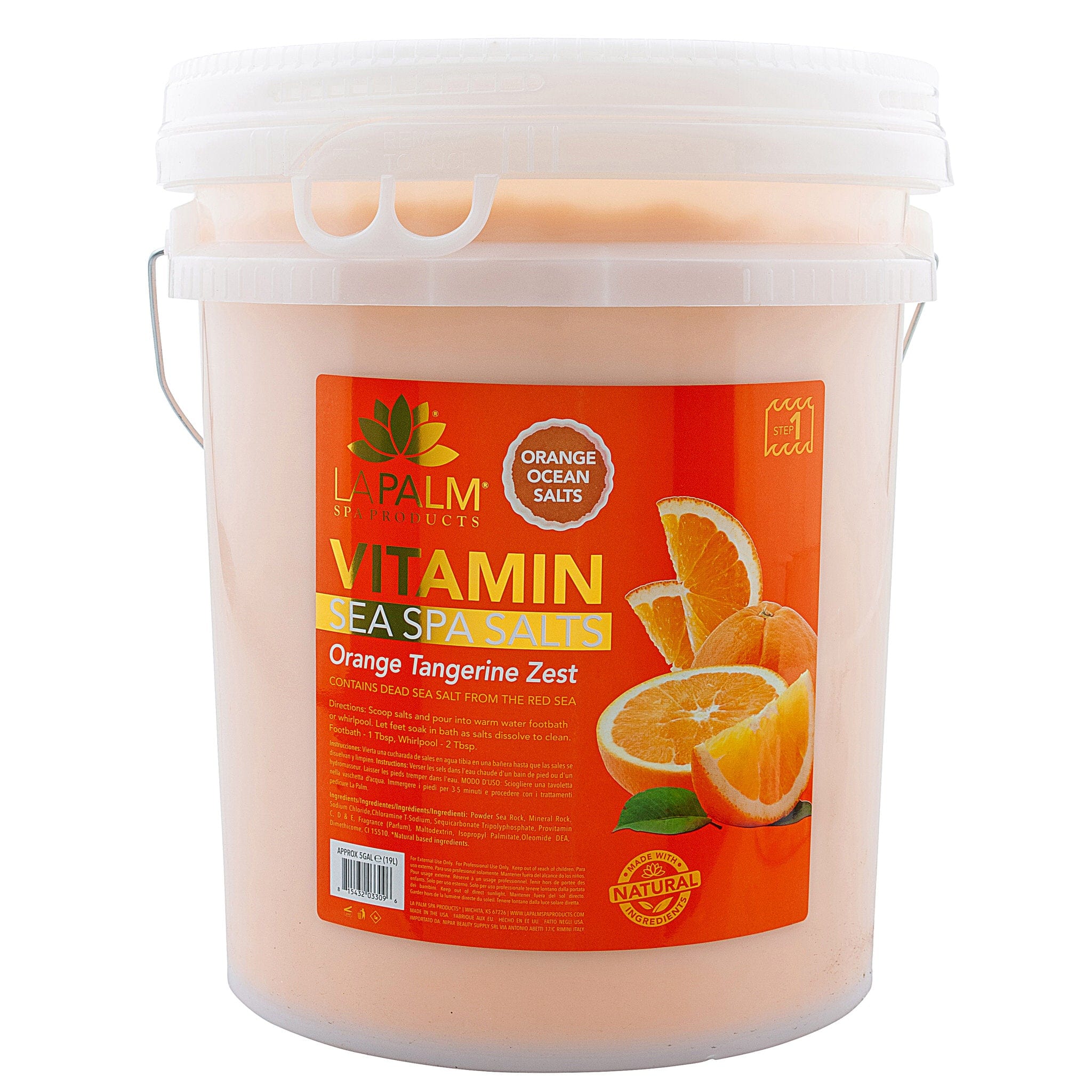 La Palm - Sea Spa Salts | Orange Tangerine Zest - 5 Gallon Bucket 340425 - The Nail Superstore