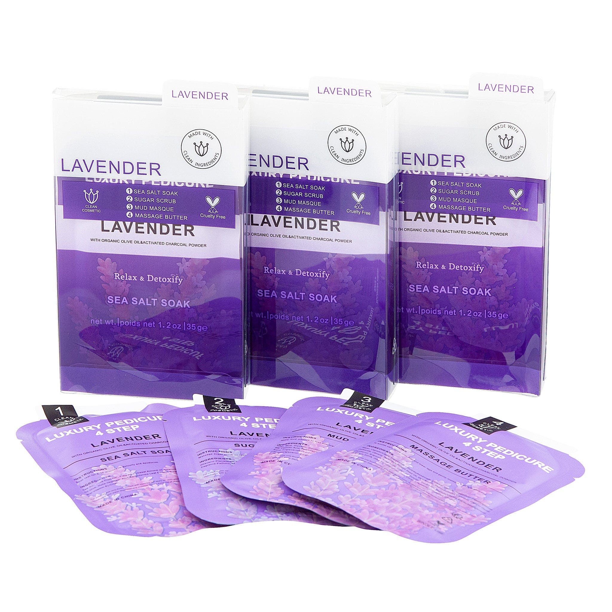 Deluxe 4-Step Pedicure Kit (50/Case) | Buy in Case & Save - Lavender 340435 - The Nail Superstore