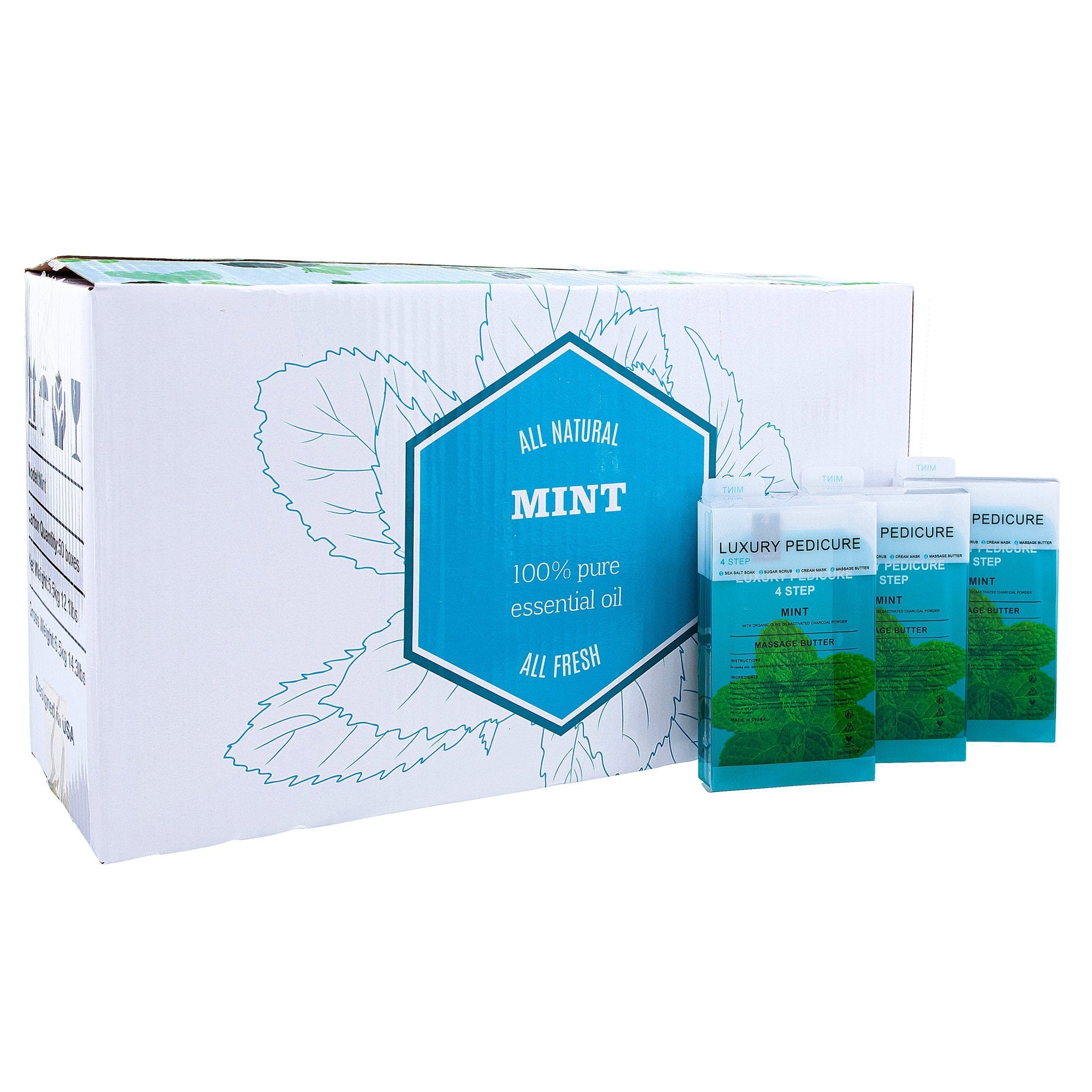 Deluxe 4-Step Pedicure Kit (50/Case) | Buy in Case & Save - Mint 340436 - The Nail Superstore