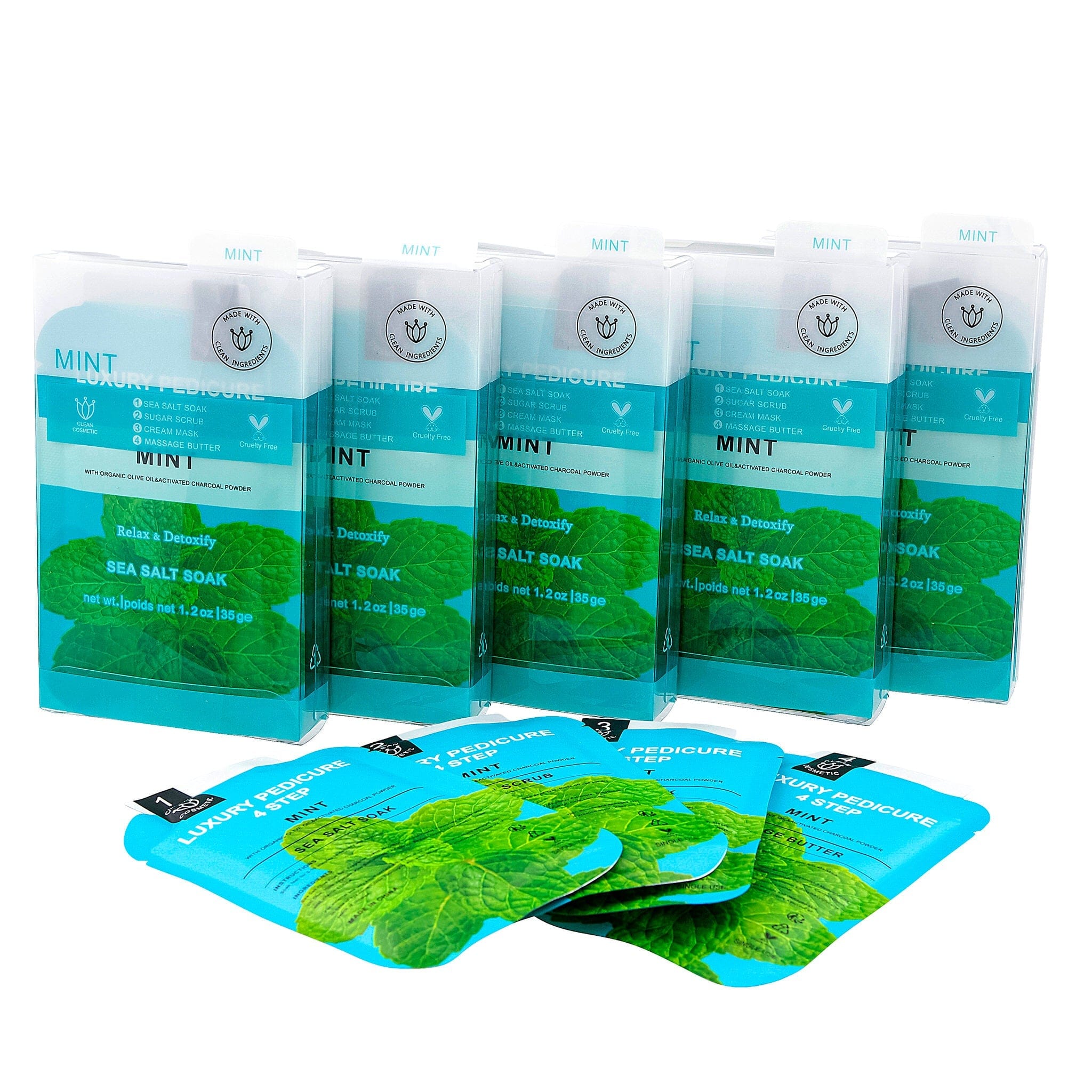 Deluxe 4-Step Pedicure Kit (50/Case) | Buy in Case & Save - Mint 340436 - The Nail Superstore