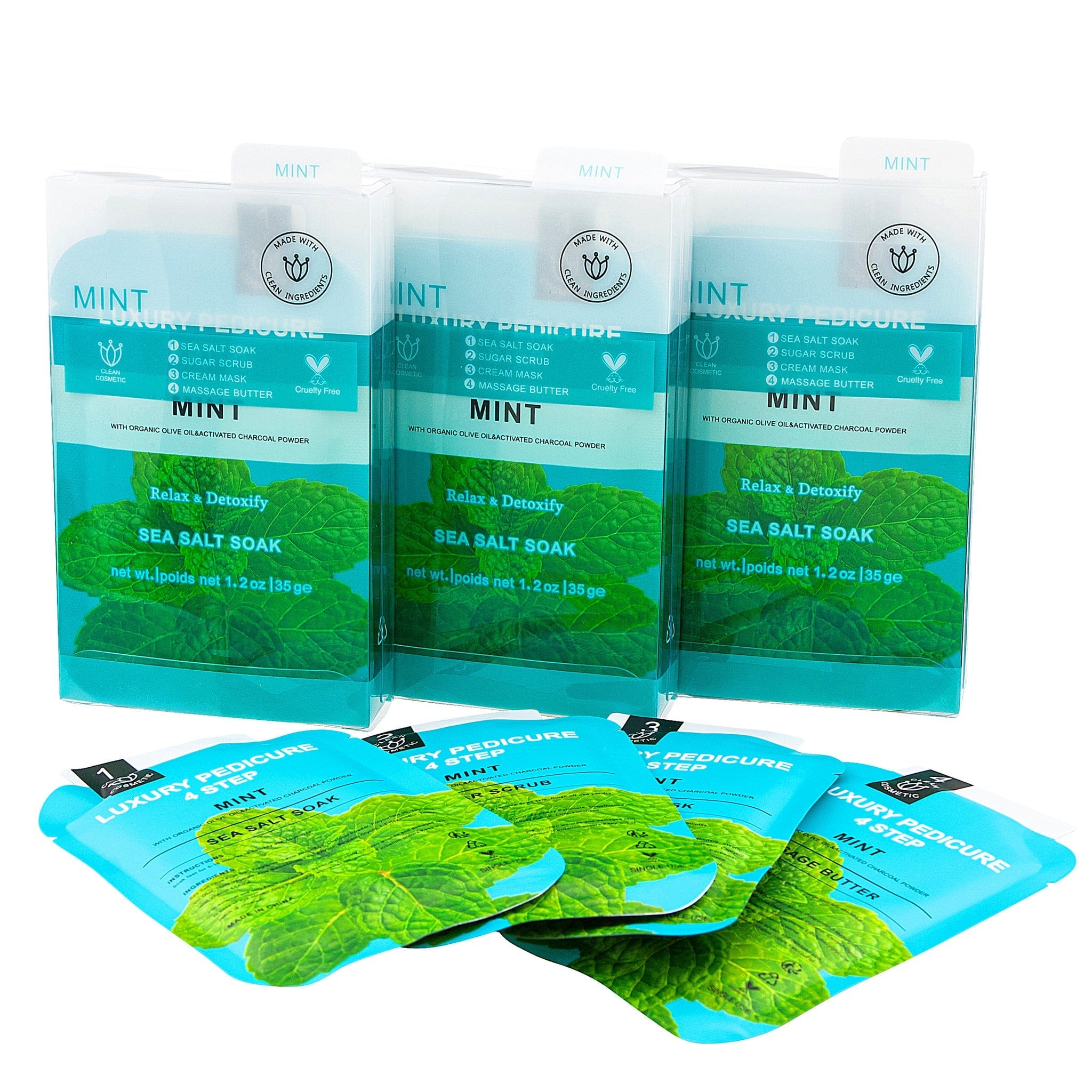 Deluxe 4-Step Pedicure Kit (50/Case) | Buy in Case & Save - Mint 340436 - The Nail Superstore