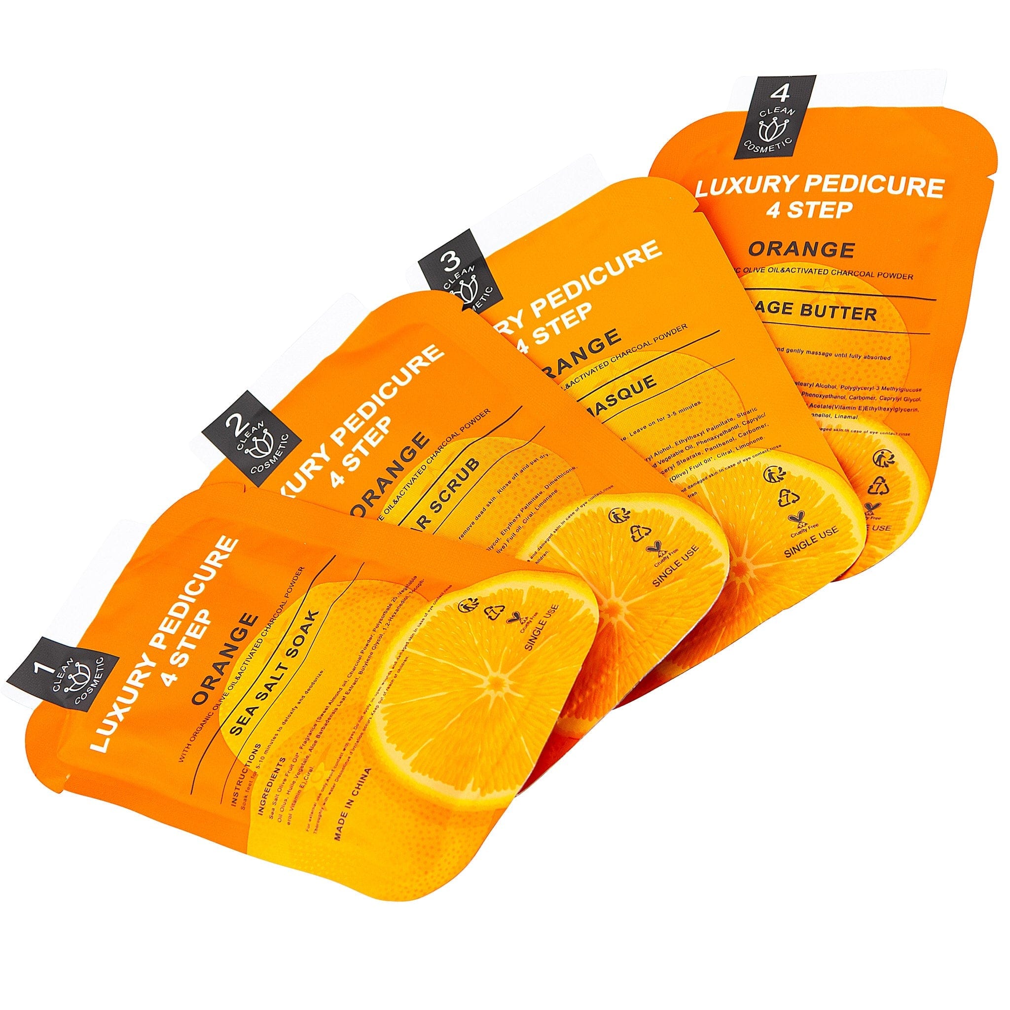 Deluxe 4-Step Pedicure Kit (50/Case) | Buy in Case & Save - Orange 340437 - The Nail Superstore