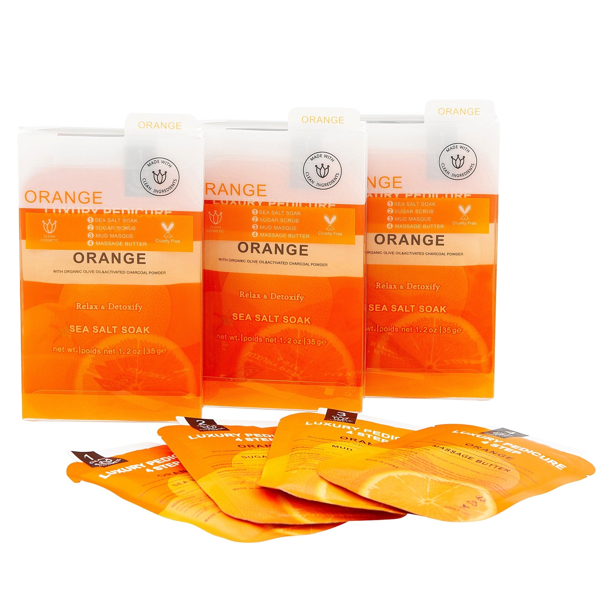 Deluxe 4-Step Pedicure Kit (50/Case) | Buy in Case & Save - Orange 340437 - The Nail Superstore