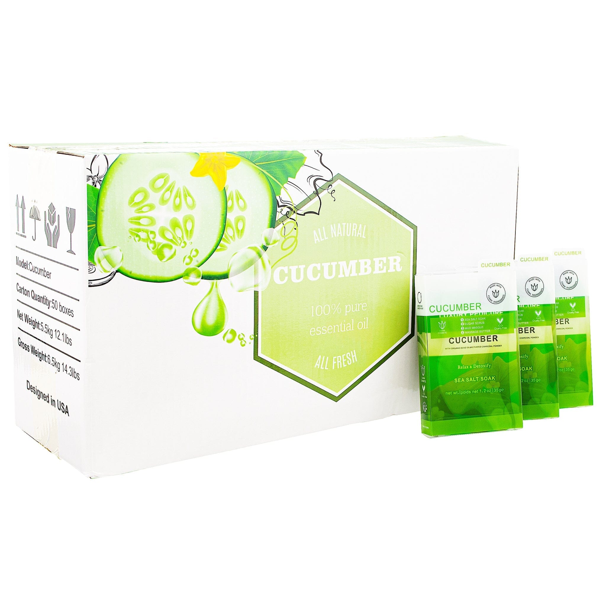 Deluxe 4-Step Pedicure Kit (50/Case) | Buy in Case & Save - Cucumber 340438 - The Nail Superstore