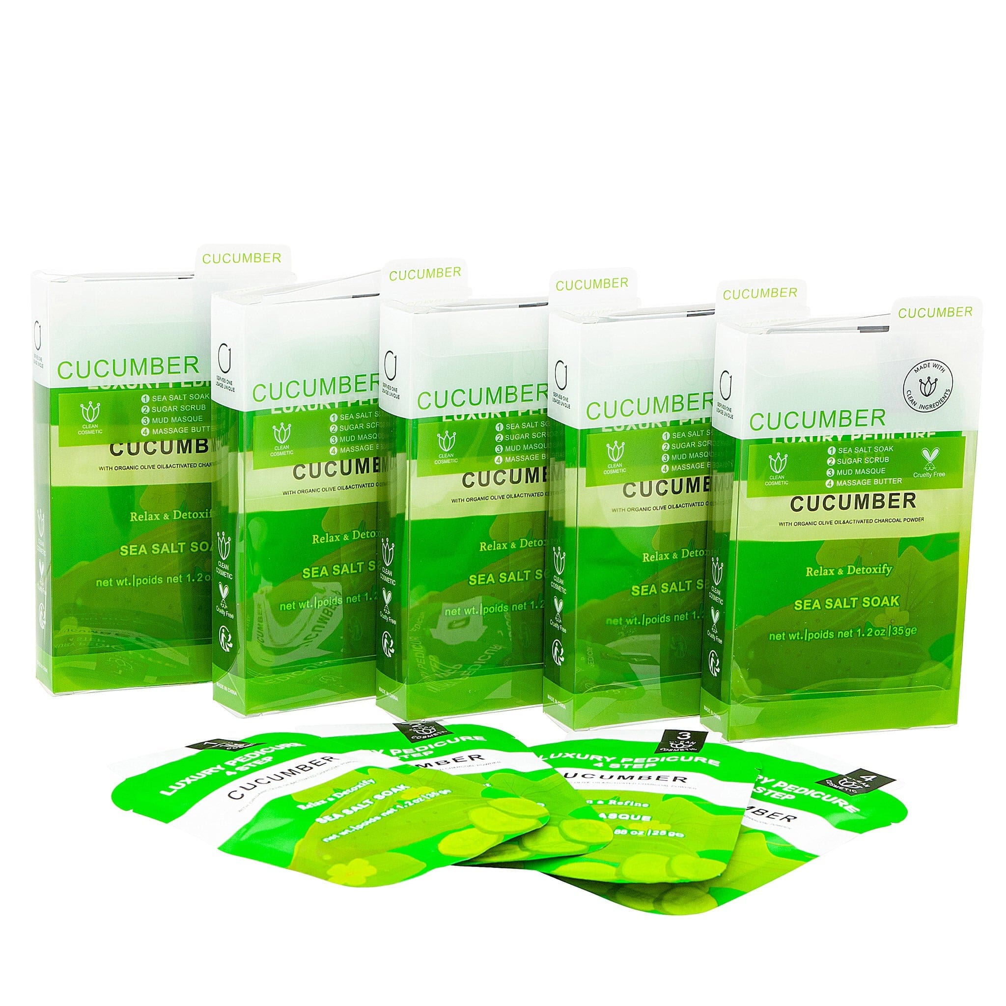 Deluxe 4-Step Pedicure Kit (50/Case) | Buy in Case & Save - Cucumber 340438 - The Nail Superstore