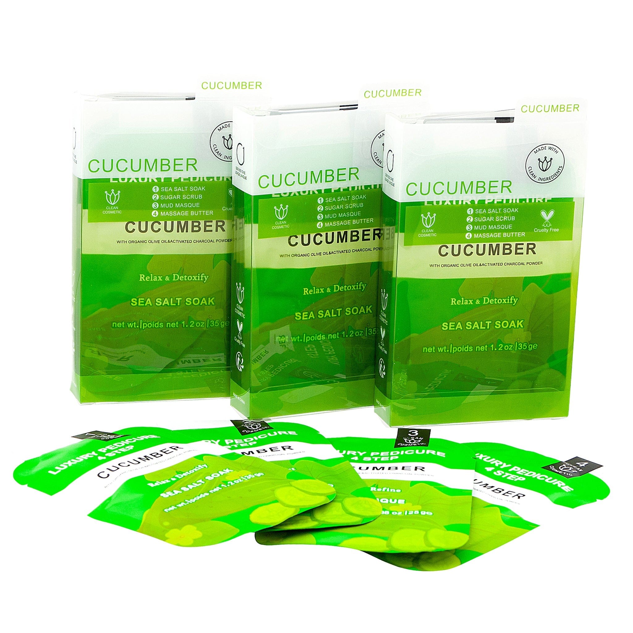 Deluxe 4-Step Pedicure Kit (50/Case) | Buy in Case & Save - Cucumber 340438 - The Nail Superstore