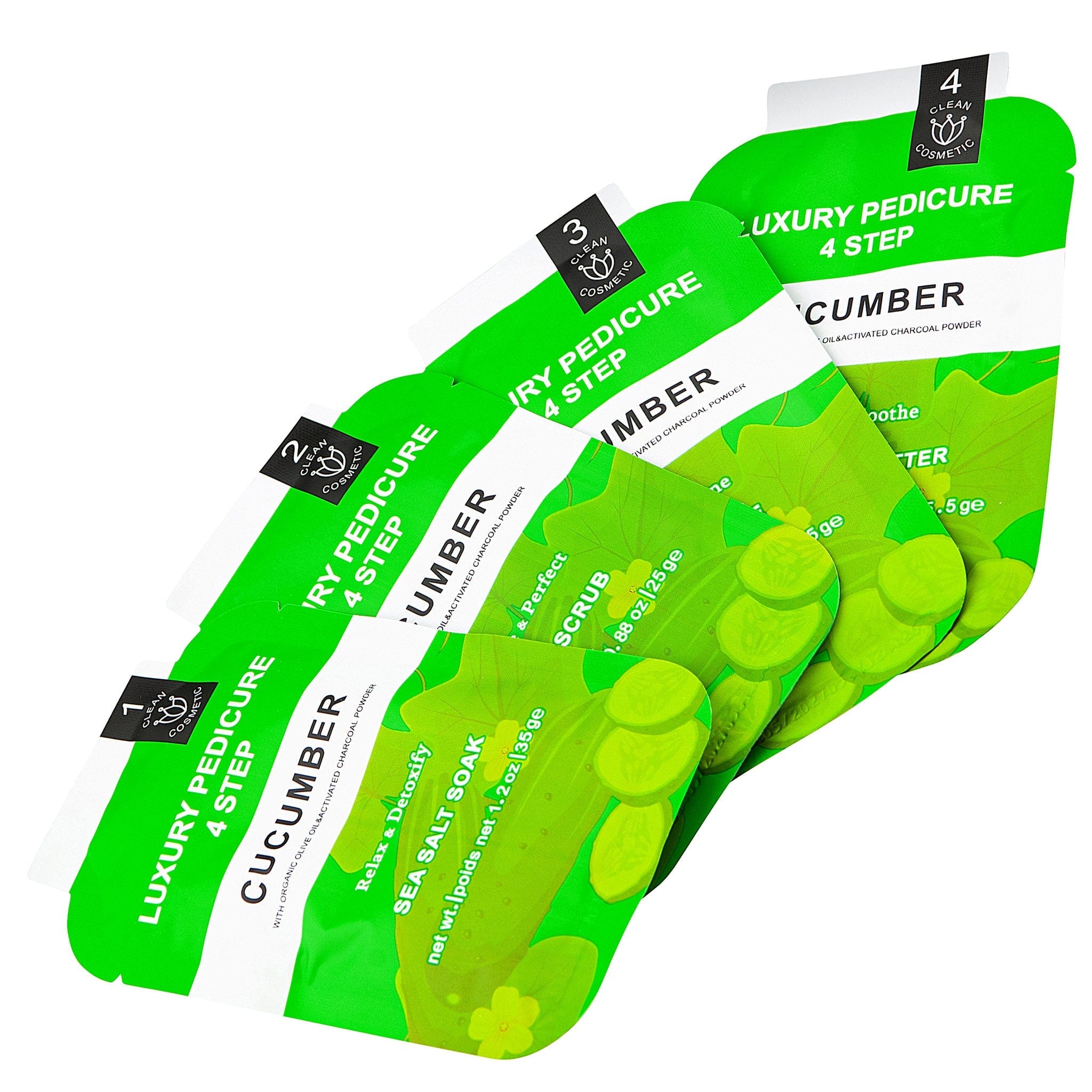 Deluxe 4-Step Pedicure Kit (50/Case) | Buy in Case & Save - Cucumber 340438 - The Nail Superstore