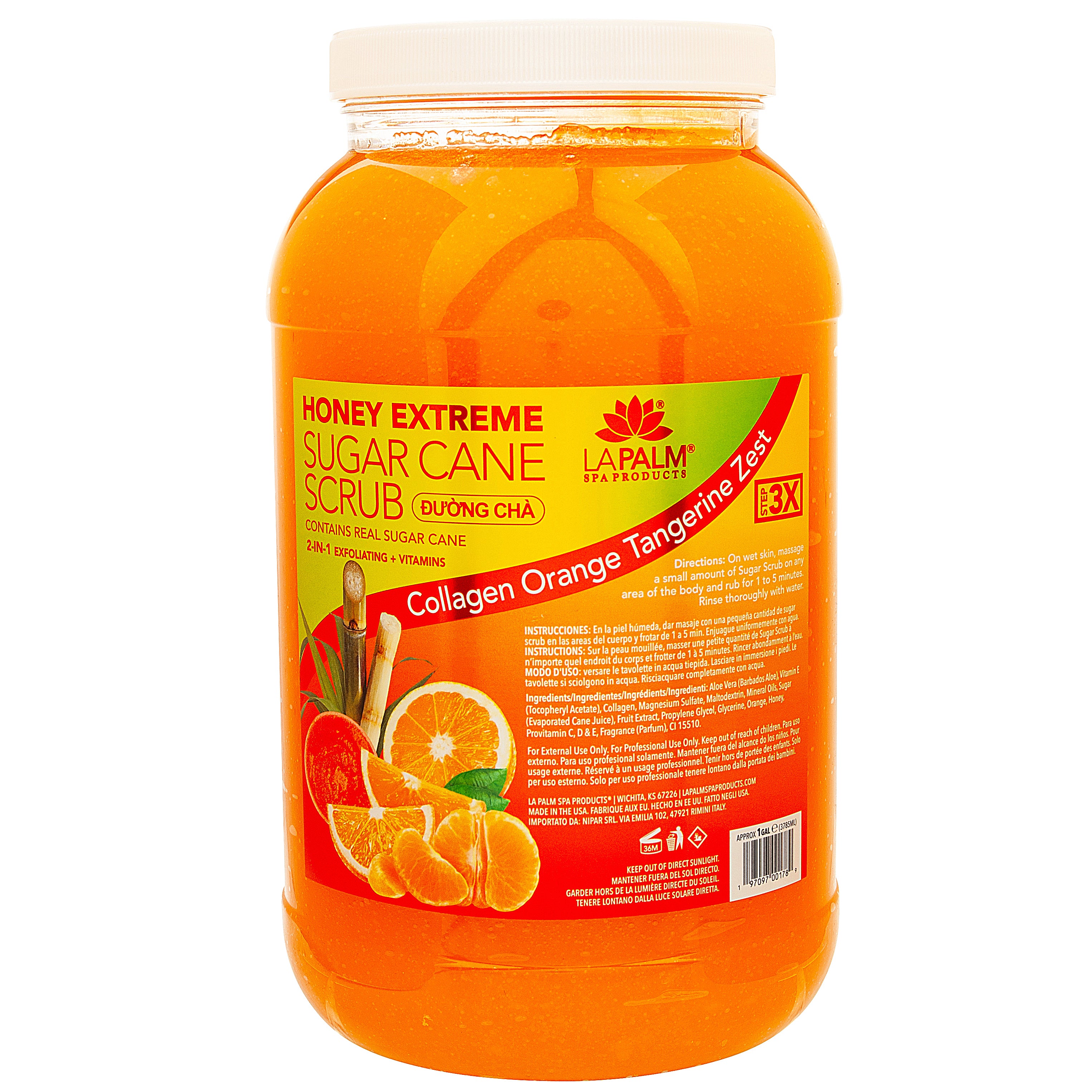La Palm - Honey Extreme Sugar Cane Scrub - Orange Tangerine Zest | Gallon | The Nail Superstore