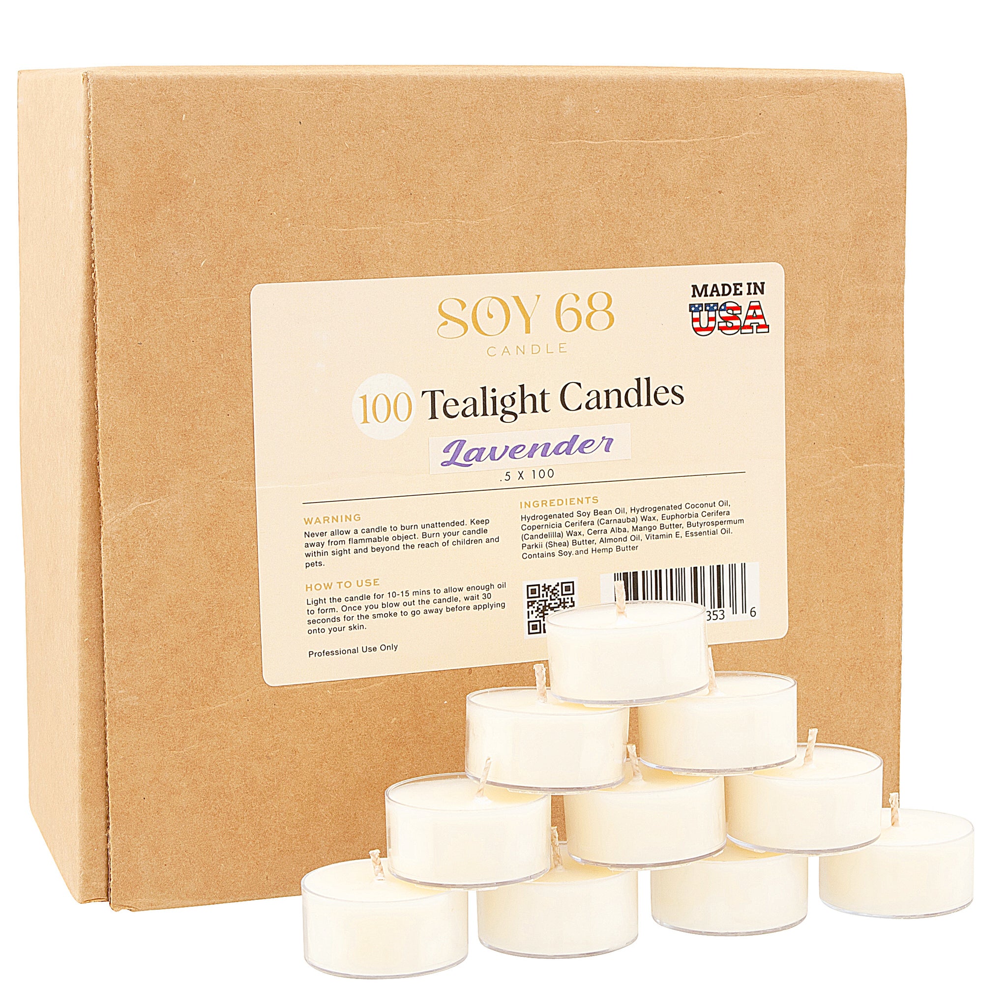 340470 - Soy 68 Tealight Candles – Lavender Scent | 100 Pack