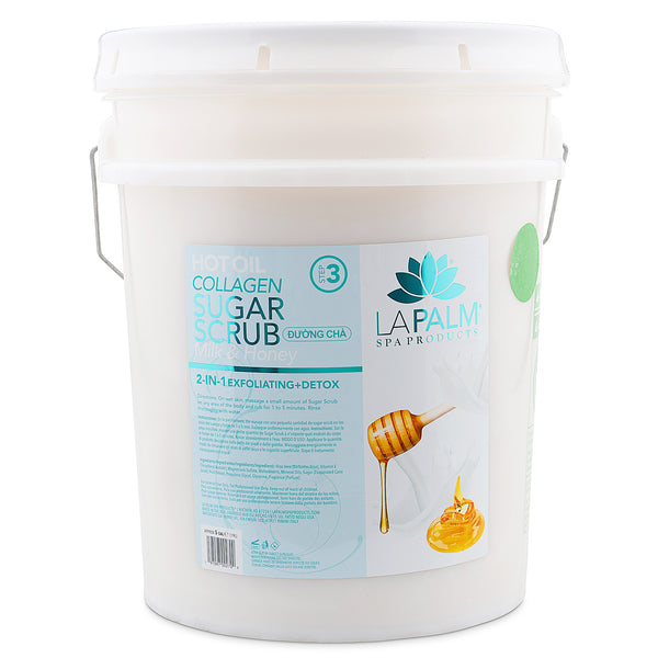 La Palm Hot Oil Sugar Scrub, Milk & Honey, 5 Gallon Bucket