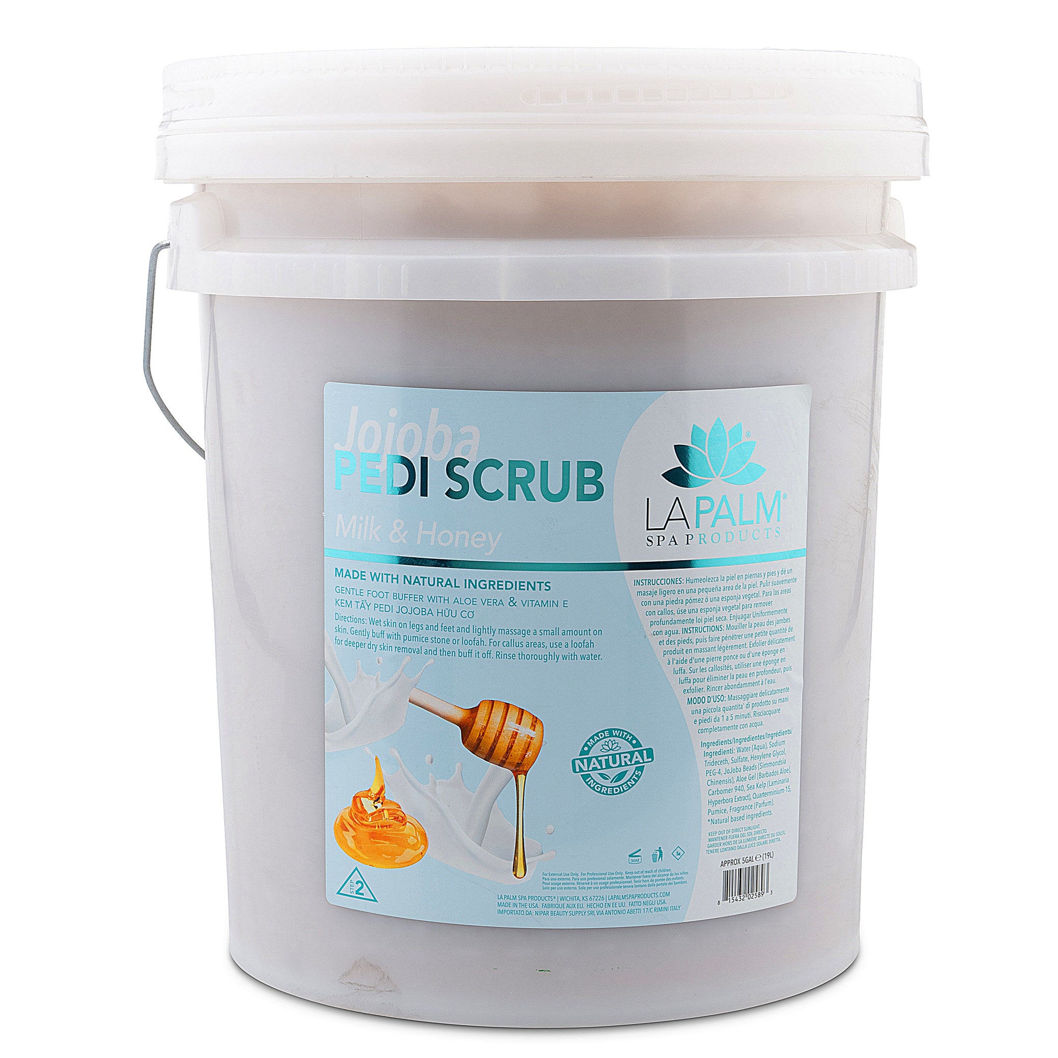 LaPalm Jojoba Pedi Scrub Milk & Honey 5-Gallon Bucket