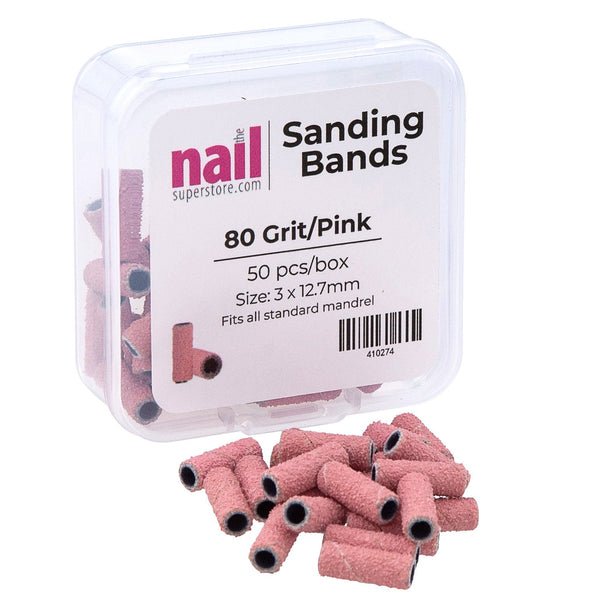MX - Premium Mini Sanding Band | Pink - Coarse - Grit #80 - 50 pcs 410274 - The Nail Superstore