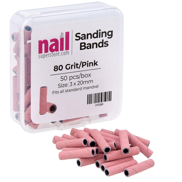 MX - Premium Long Mini Sanding Band | Pink - Coarse - Grit #80 - 50 pcs 410280 - The Nail Superstore