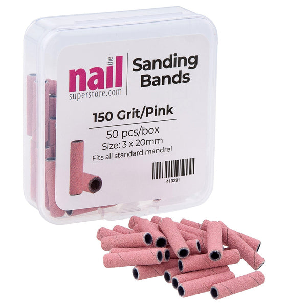 MX - Premium Long Mini Sanding Band | Pink - Medium - Grit #150 - 50 pcs 410281 - The Nail Superstore