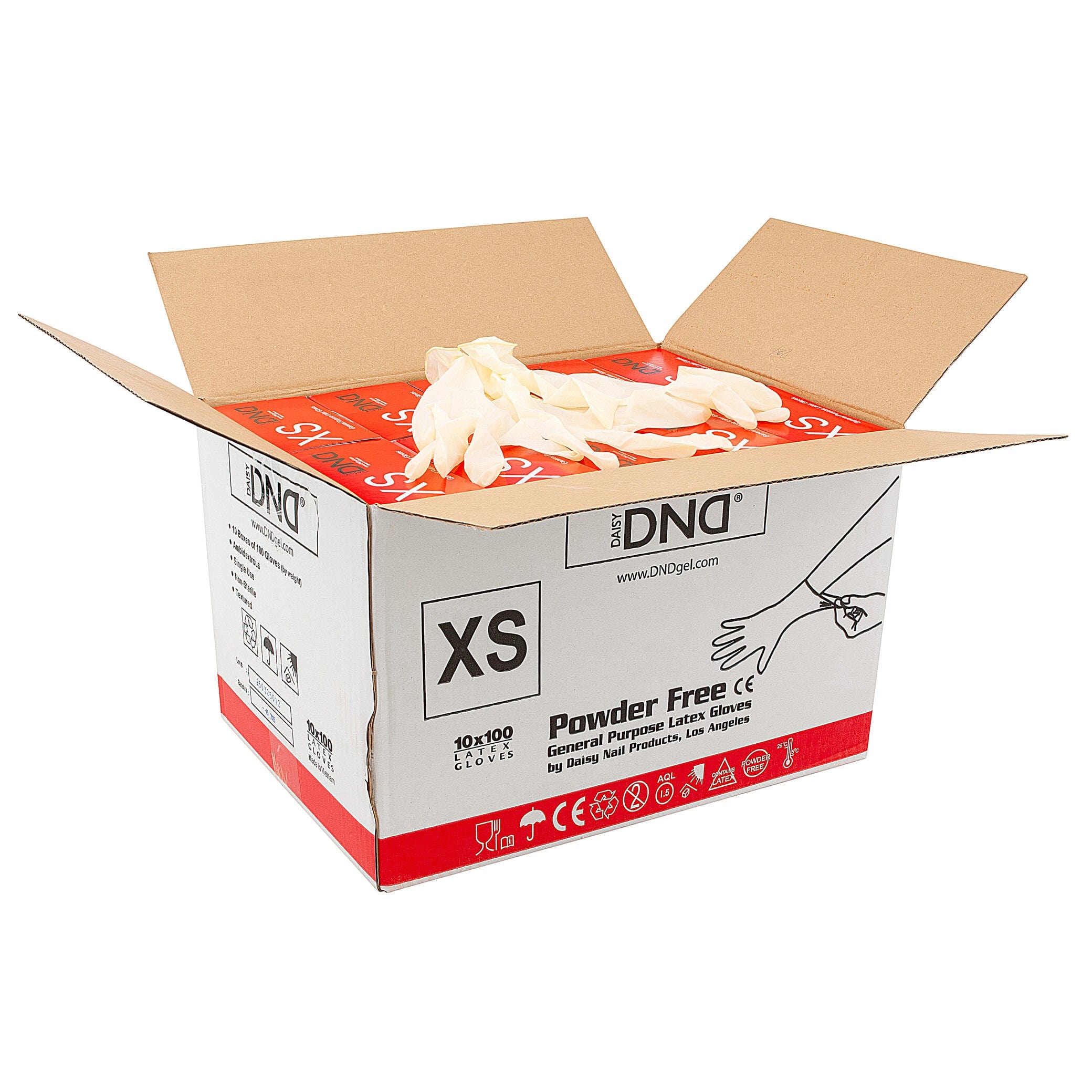 DND Premium Latex Gloves | Powder Free - Extra Small XS | The Nail Superstore