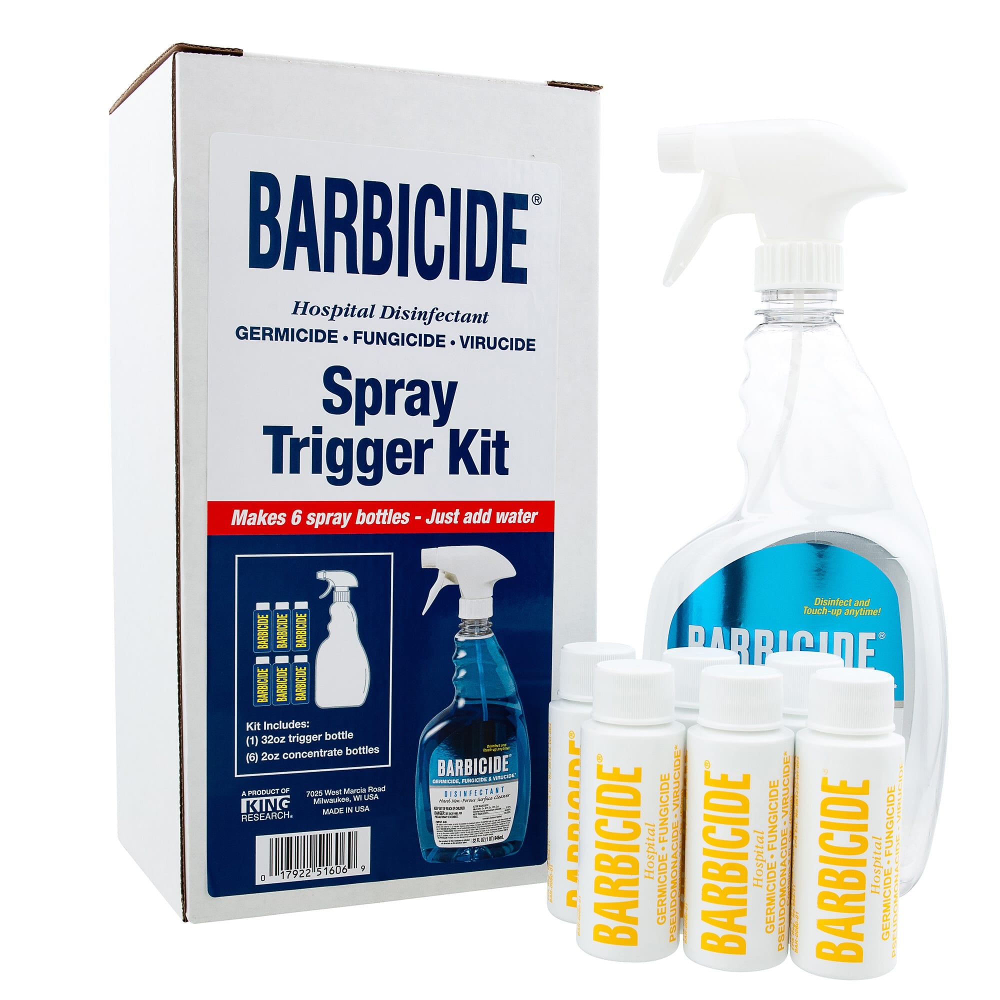 Barbicide Disinfectant Trigger Spray Bullet Kit – EPA Approved Surface ...