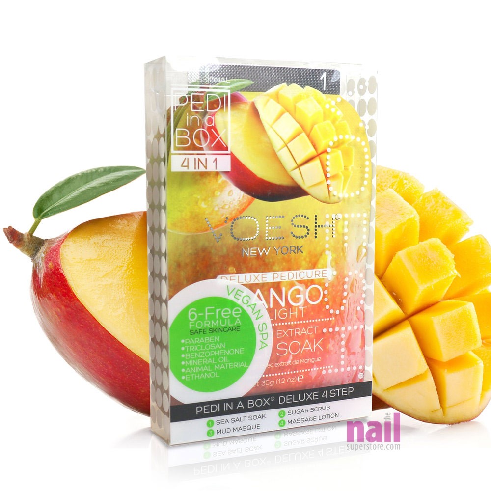 Voesh - Pedi in a Box Deluxe 4 Step | Mango Delight - Pack - The Nail Superstore