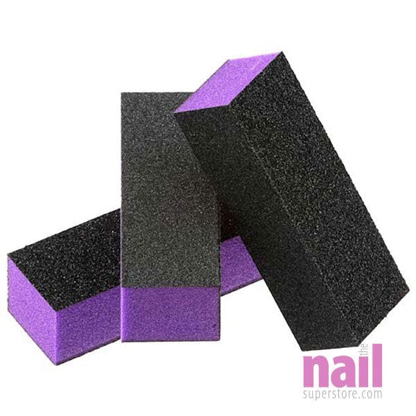Nail Buffing Block 3-Way Medium/Coarse | Purple/Black - Each BUP - The Nail Superstore