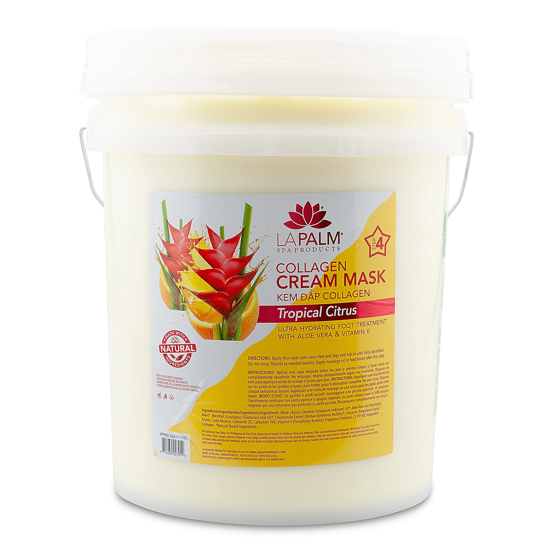 La Palm - Collagen Cream Mask | Tropical Citrus  - 5 Gallon Bucket 340479 - The Nail Superstore