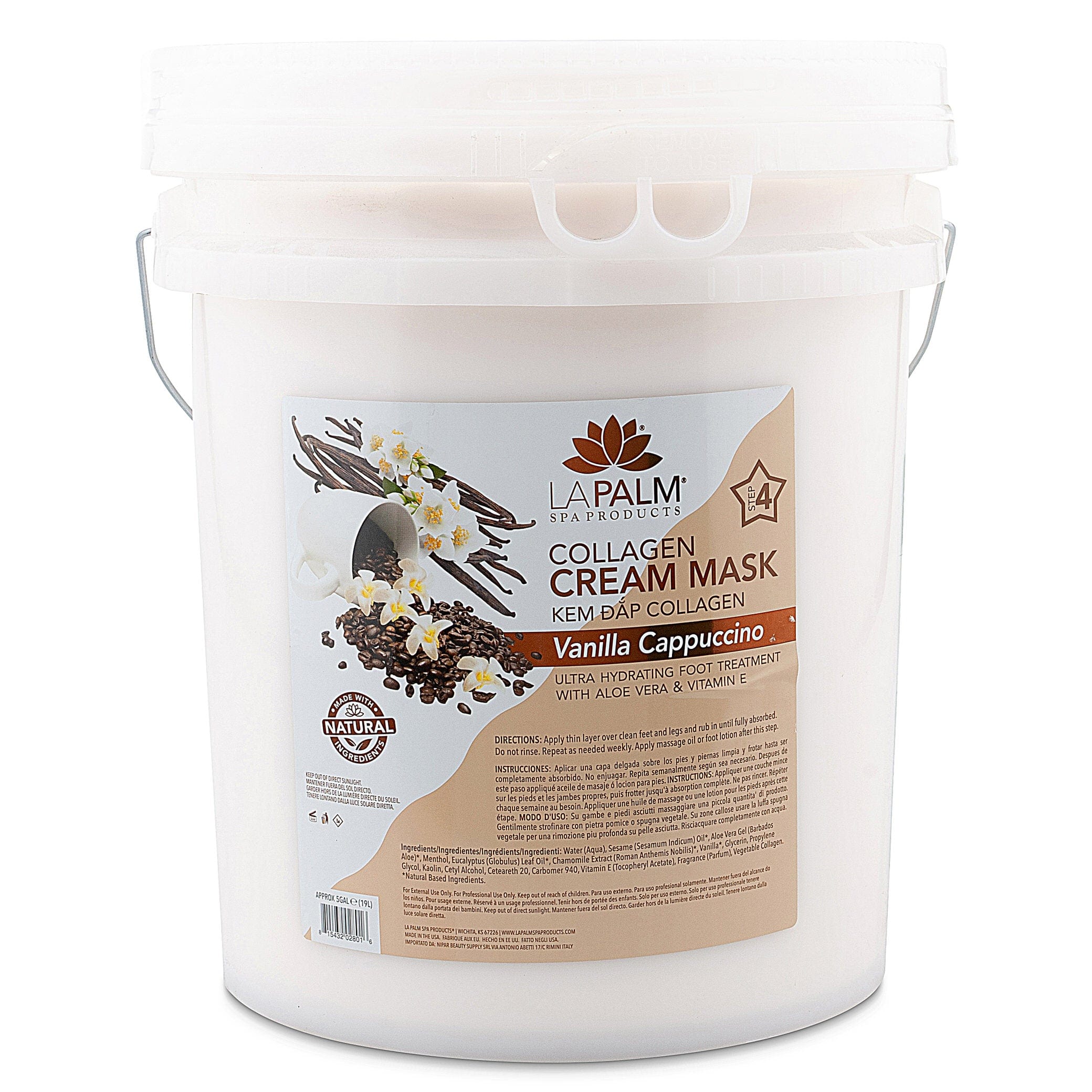 La Palm - Collagen Cream Mask | Vanilla Cappuccino  - 5 Gallon Bucket 340480 - The Nail Superstore