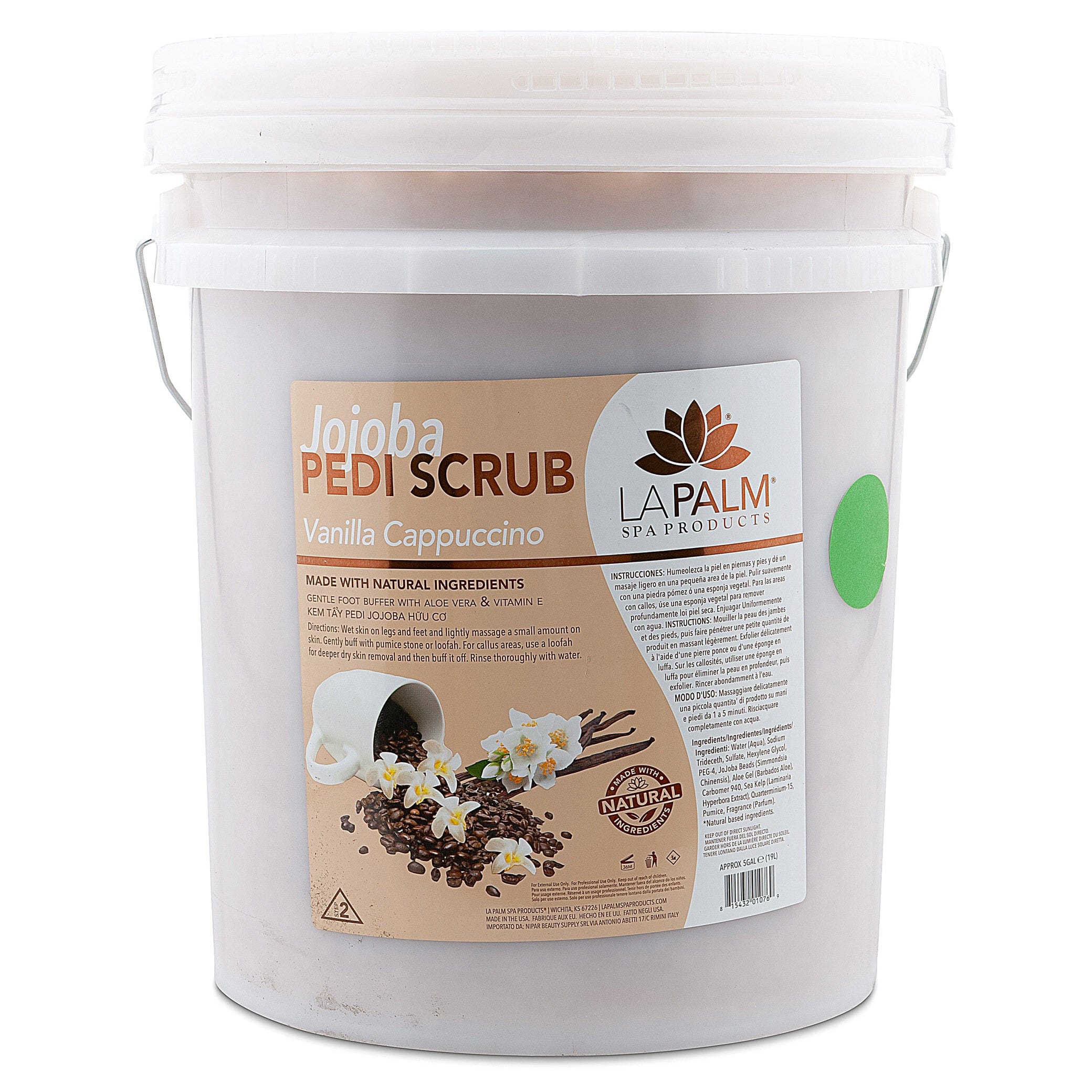 La Palm - Jojoba Pedi Gel Scrub | Vanilla Cappuccino  - 5 Gallon Bucket 340489 - The Nail Superstore